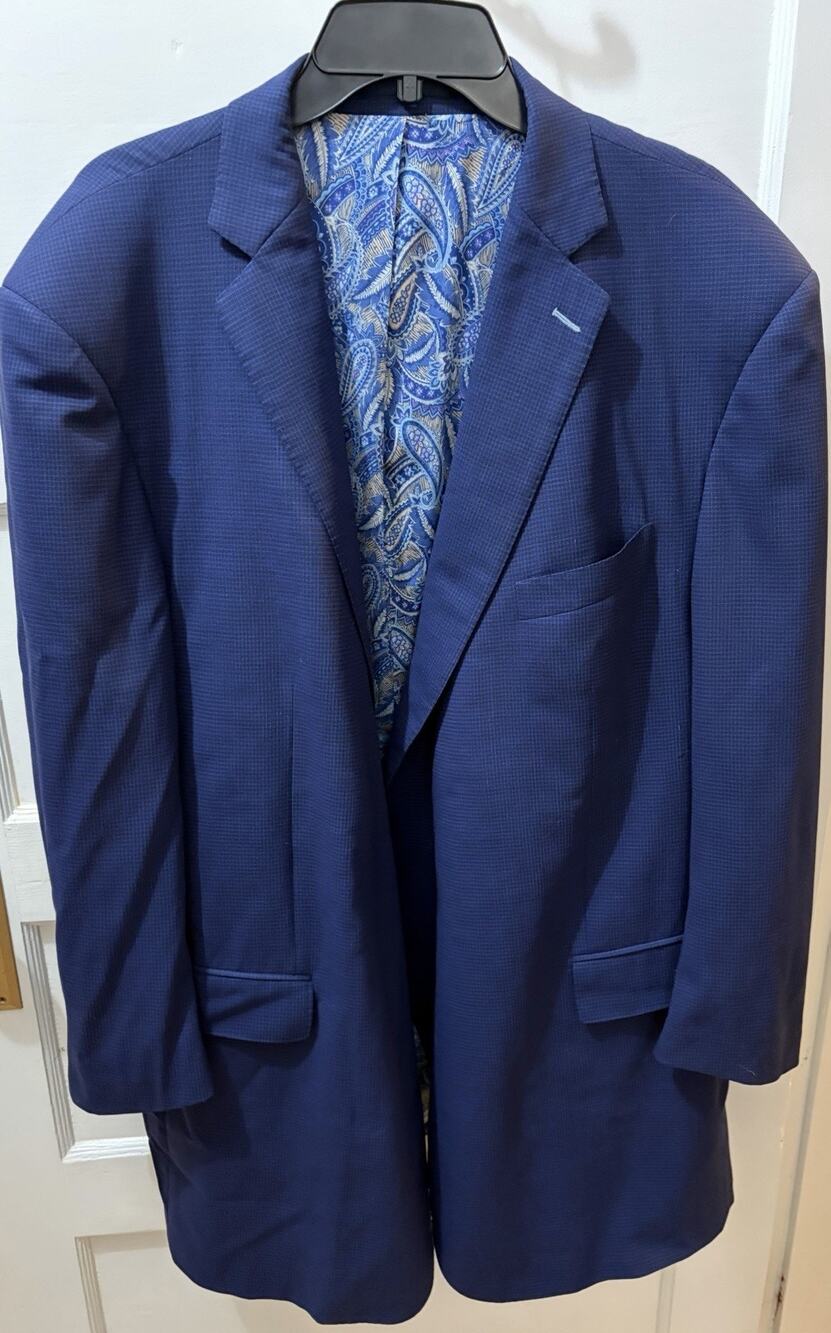 Scabal Finest Cloth 100% Wool Two Button Sport Blue Blazer Jacket Men's Size 54R